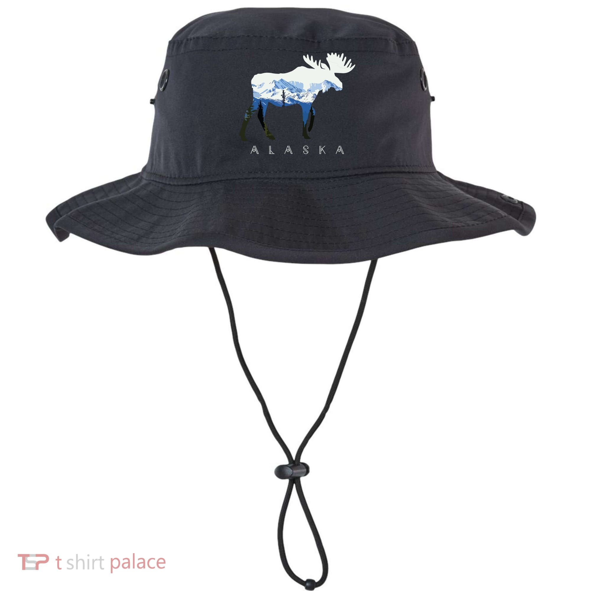 Alaska Day Moose Snowy Mountain Bucket Hat