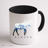 Alaska Day Moose Snowy Mountain Coffee Mug thumb 1