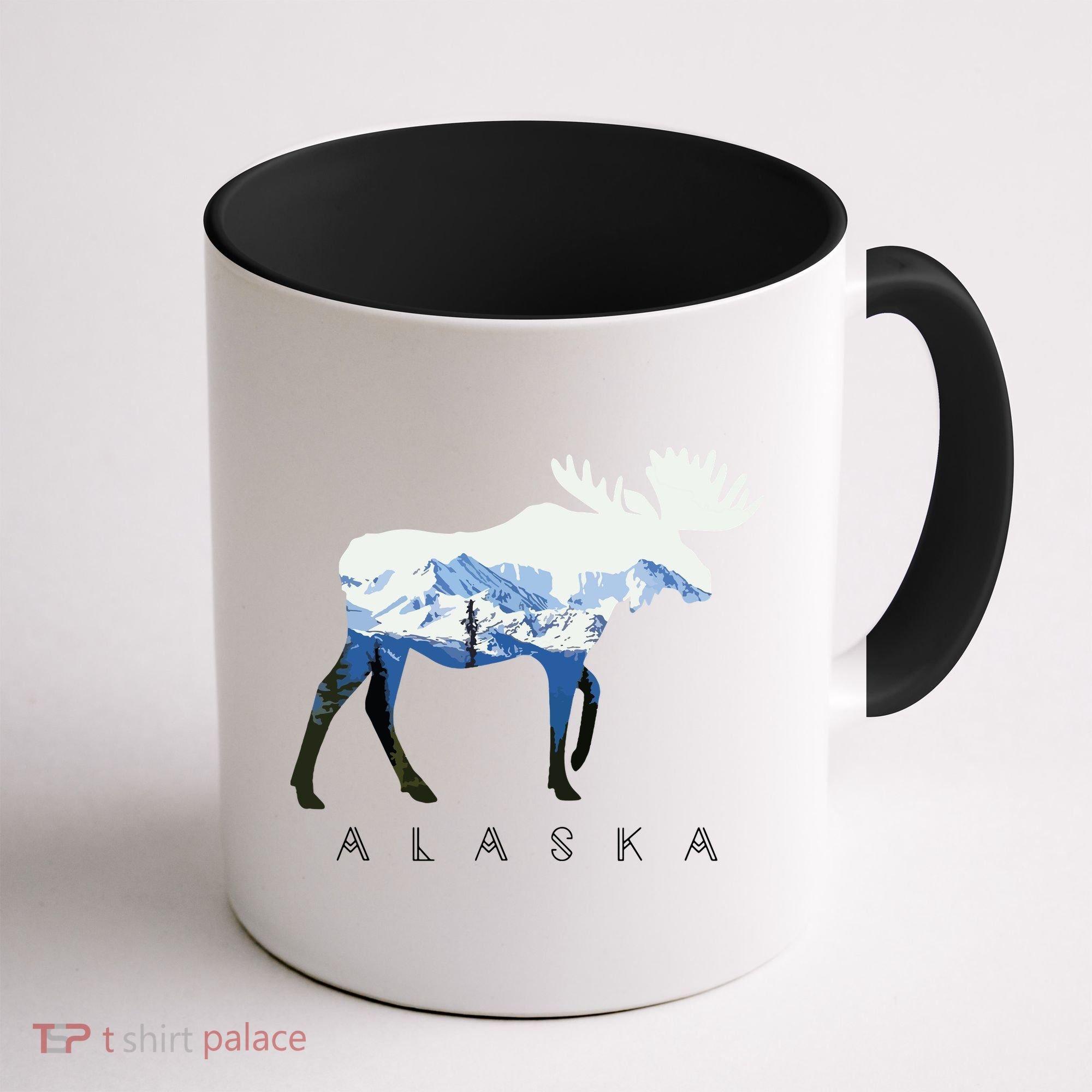 Alaska Day Moose Snowy Mountain Coffee Mug