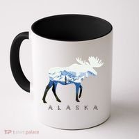 Alaska Day Moose Snowy Mountain Coffee Mug thumb 0