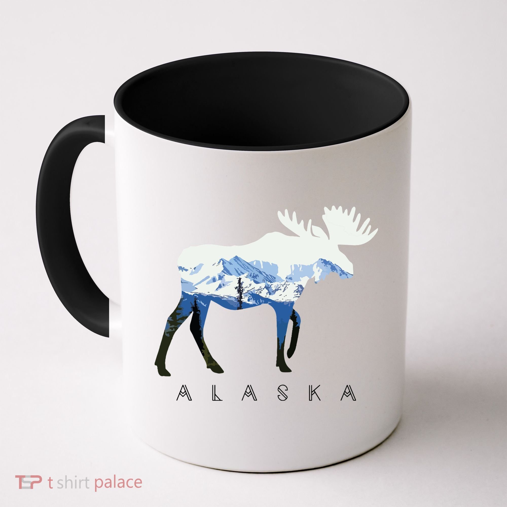 Alaska Day Moose Snowy Mountain Coffee Mug