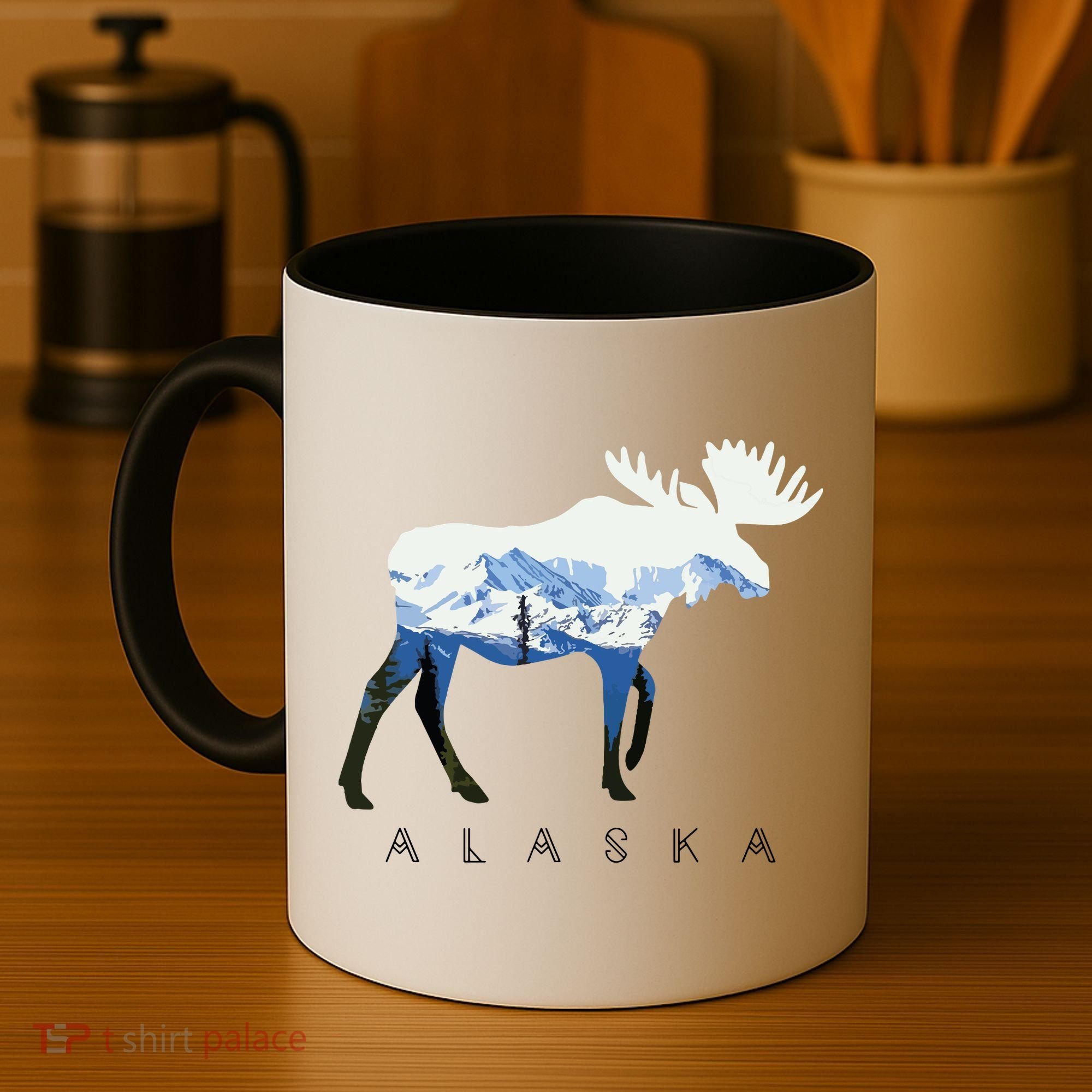 Alaska Day Moose Snowy Mountain Coffee Mug