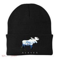 Alaska Day Moose Snowy Mountain Beanie thumb 0