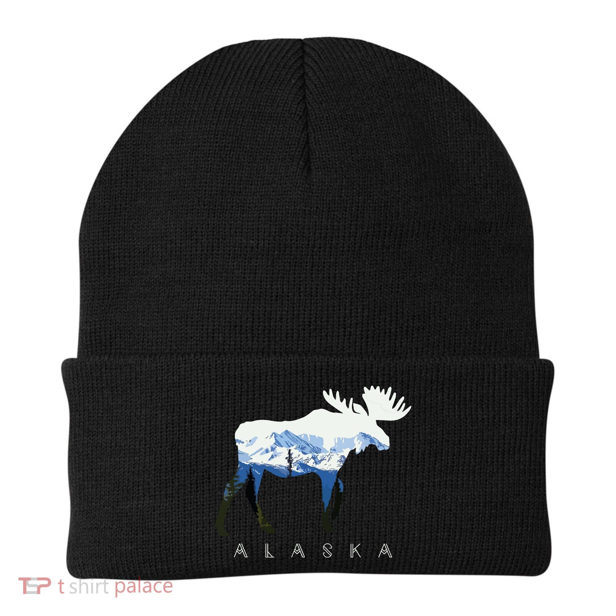 Alaska Day Moose Snowy Mountain Beanie
