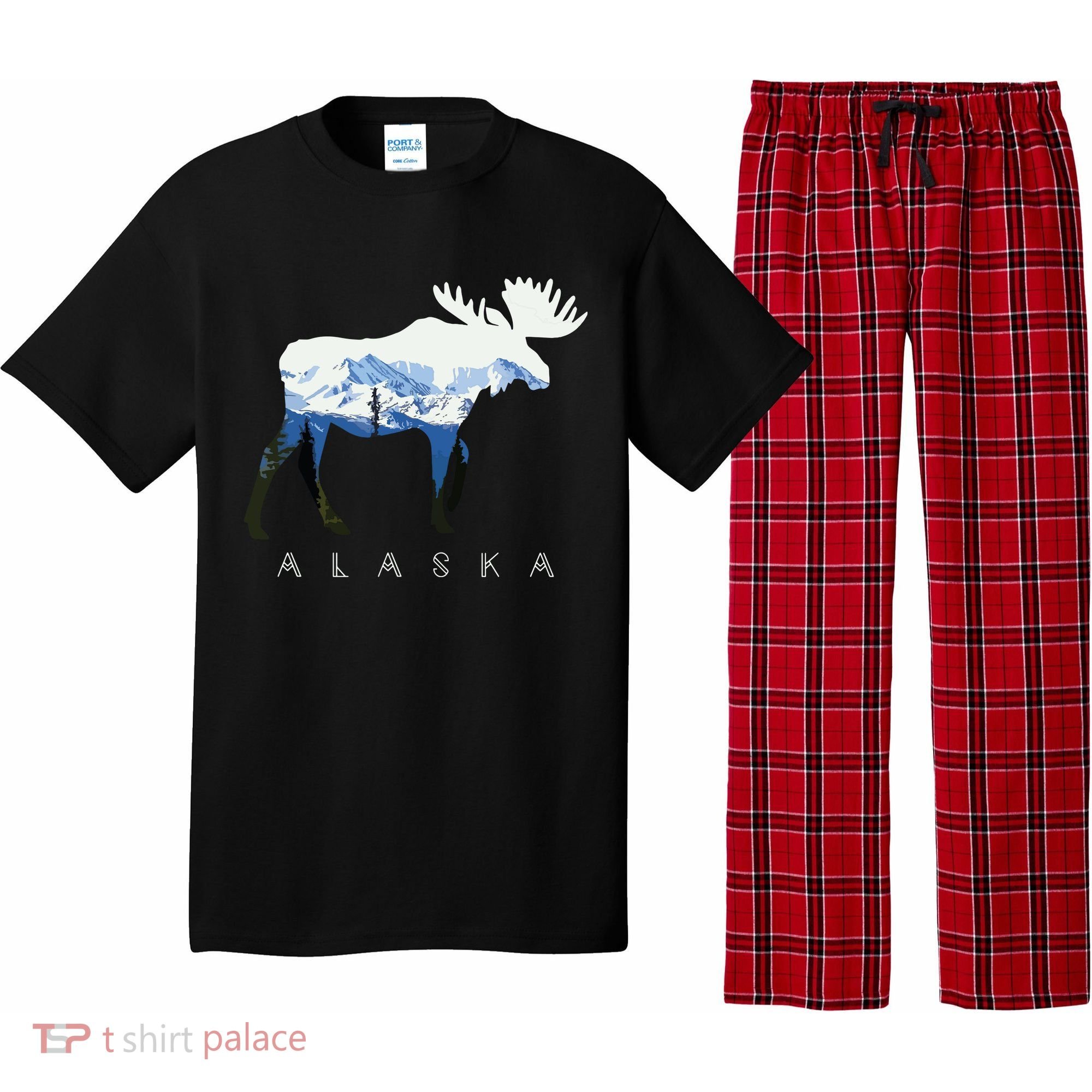 Alaska Day Moose Snowy Mountain Pajama Set