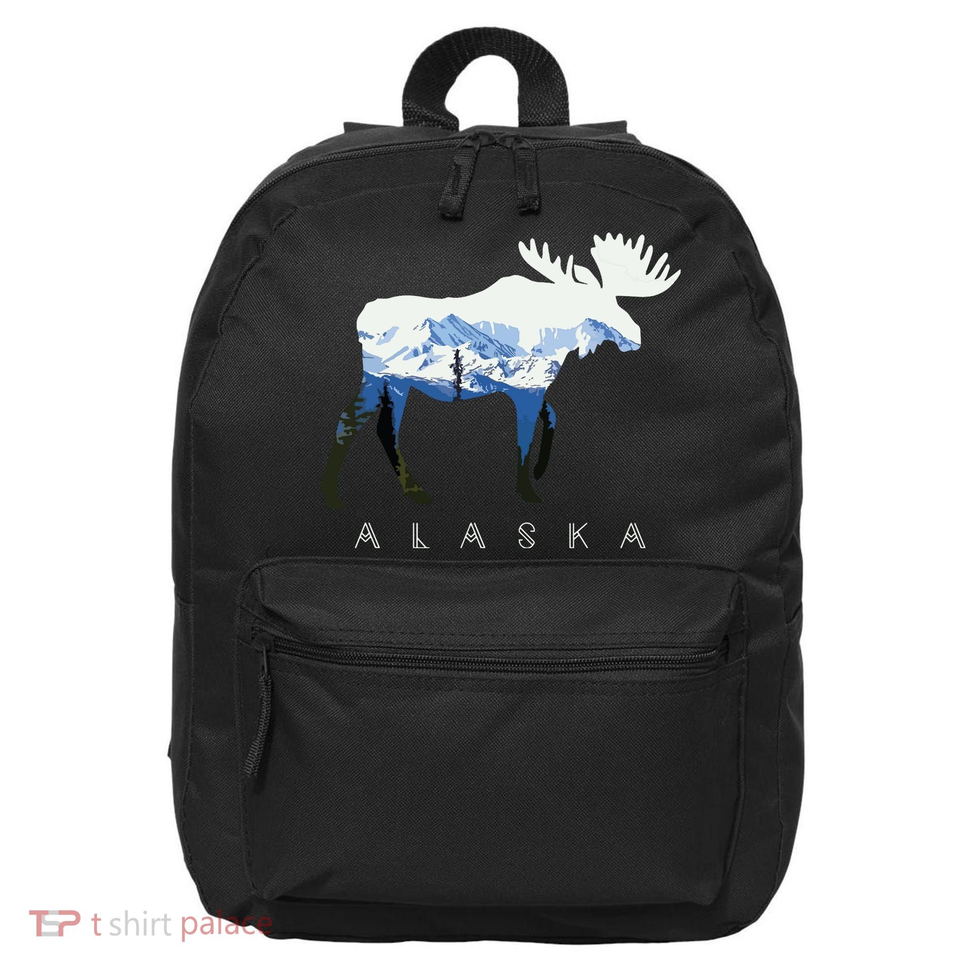Alaska Day Moose Snowy Mountain 16 in Basic Backpack