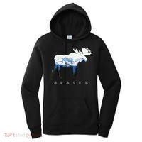 Alaska Day Moose Snowy Mountain Women's Hoodie thumb 0