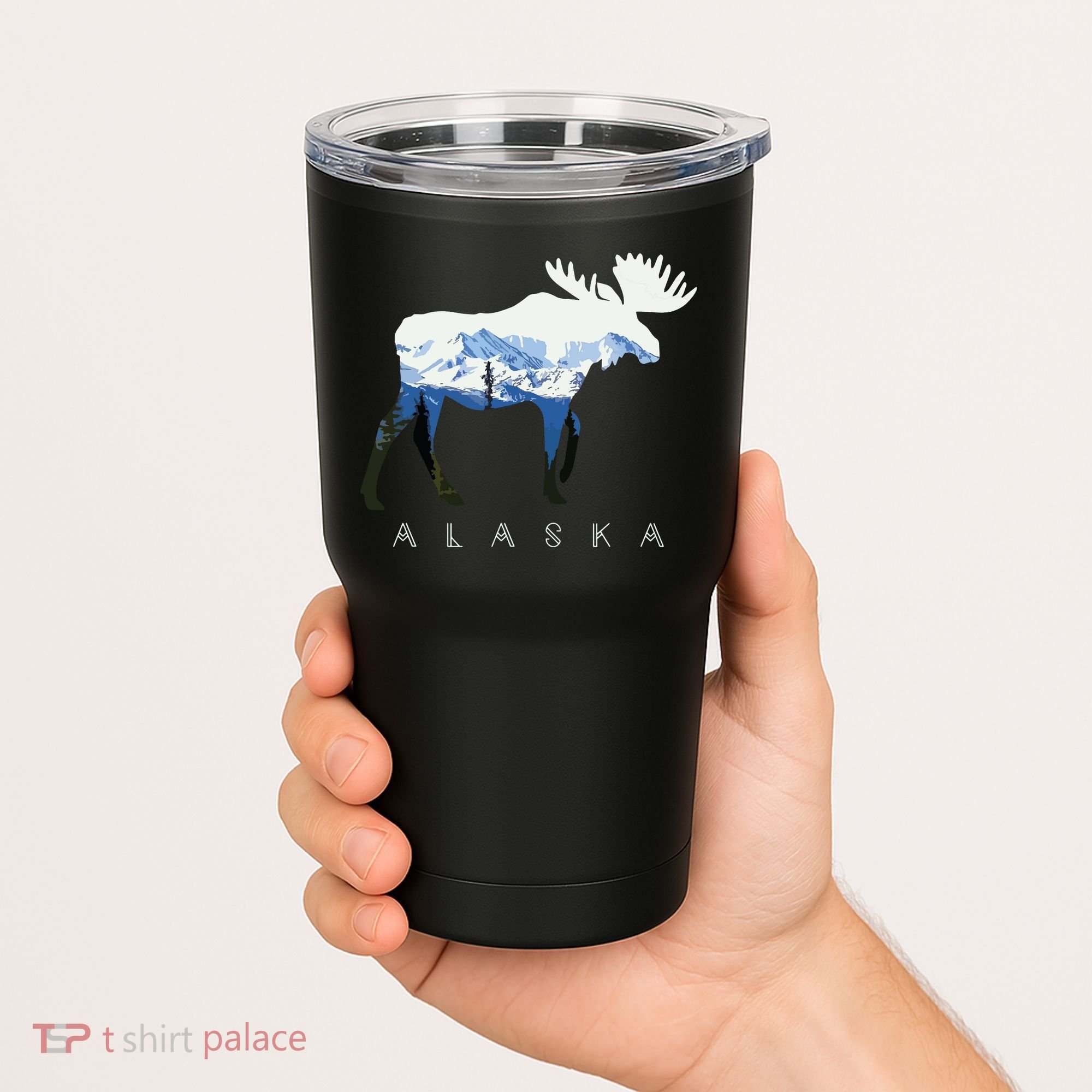Alaska Day Moose Snowy Mountain Tumbler