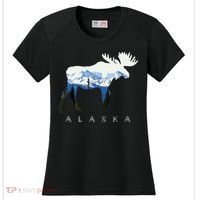 Alaska Day Moose Snowy Mountain Women's Cooling Performance Crew T-Shirt thumb 0