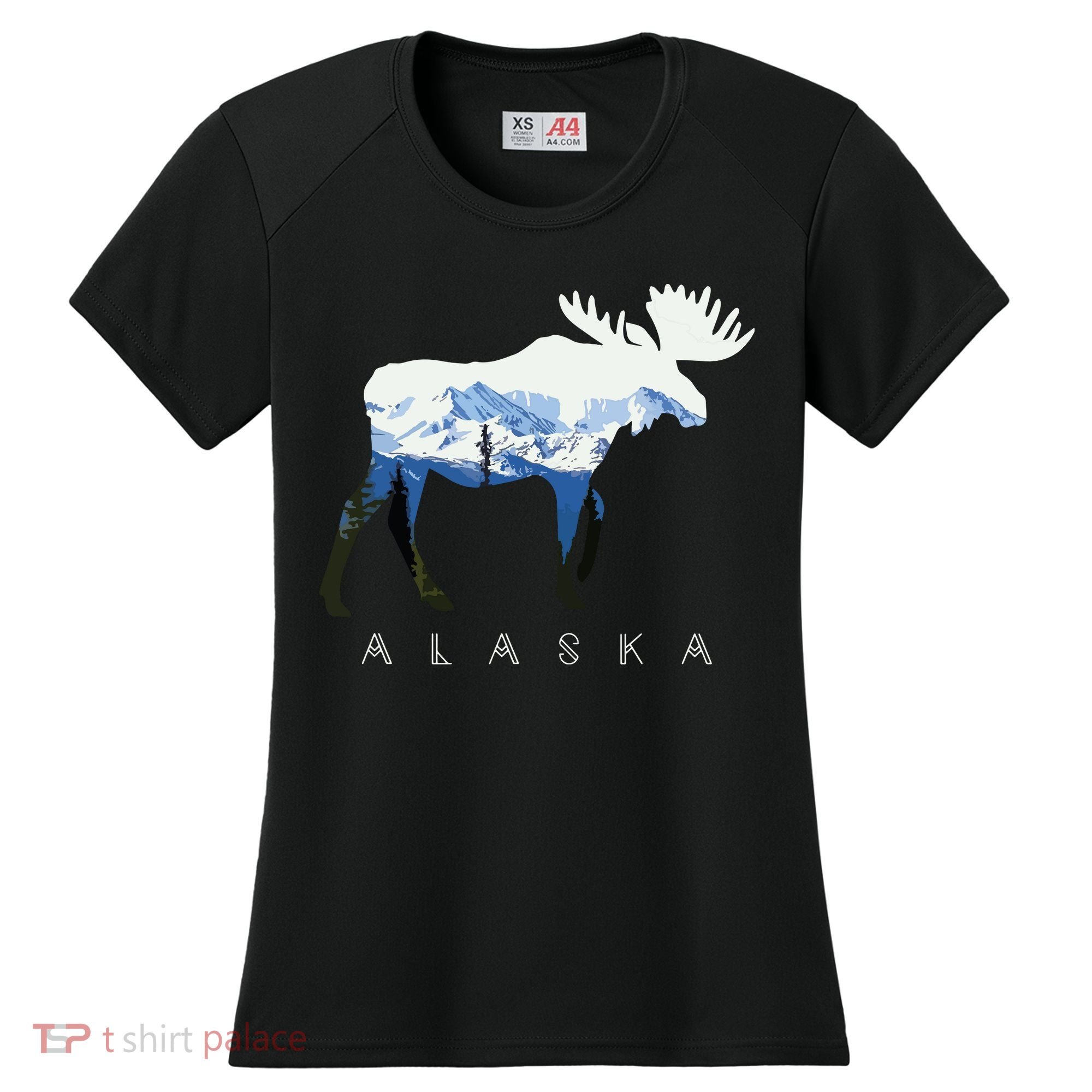 Alaska Day Moose Snowy Mountain Women's Cooling Performance Crew T-Shirt