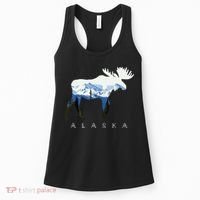 Alaska Day Moose Snowy Mountain Women's Tank Top thumb 0
