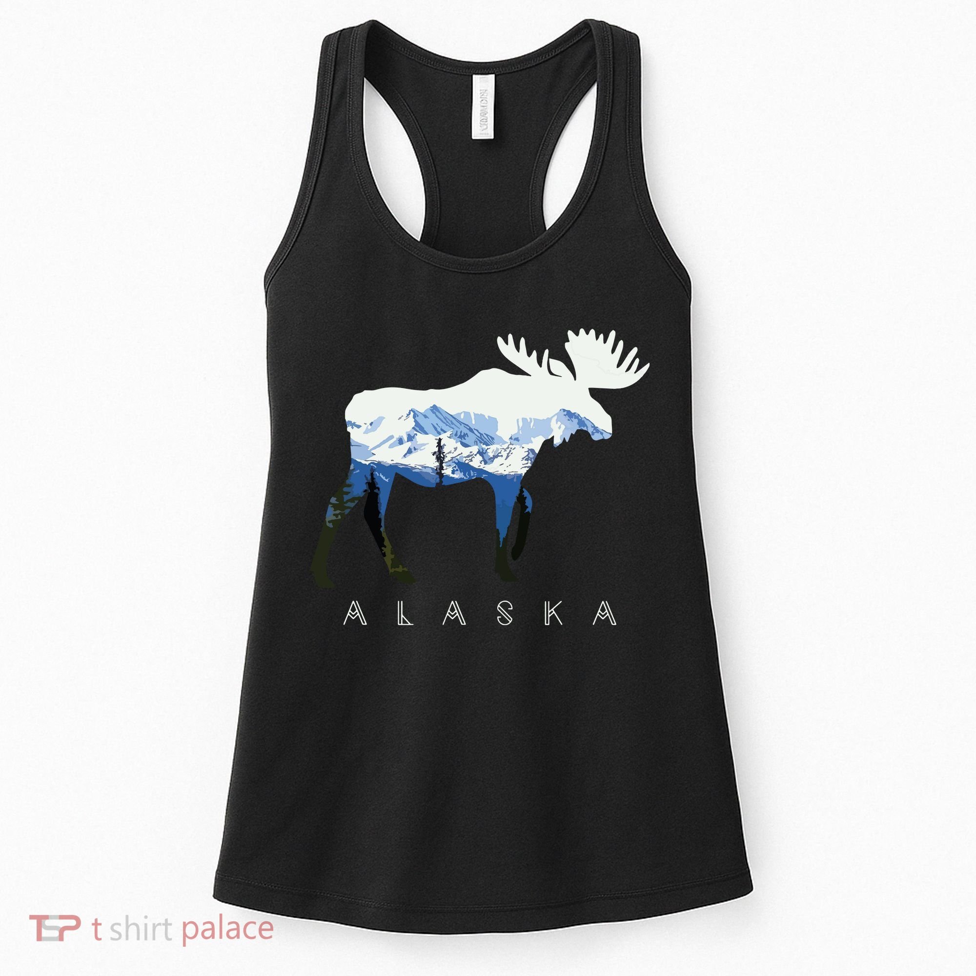 Alaska Day Moose Snowy Mountain Women's Tank Top