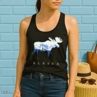 Alaska Day Moose Snowy Mountain Women's Tank Top thumb 2