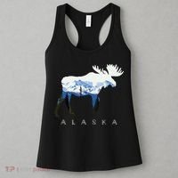 Alaska Day Moose Snowy Mountain Women's Tank Top thumb 3