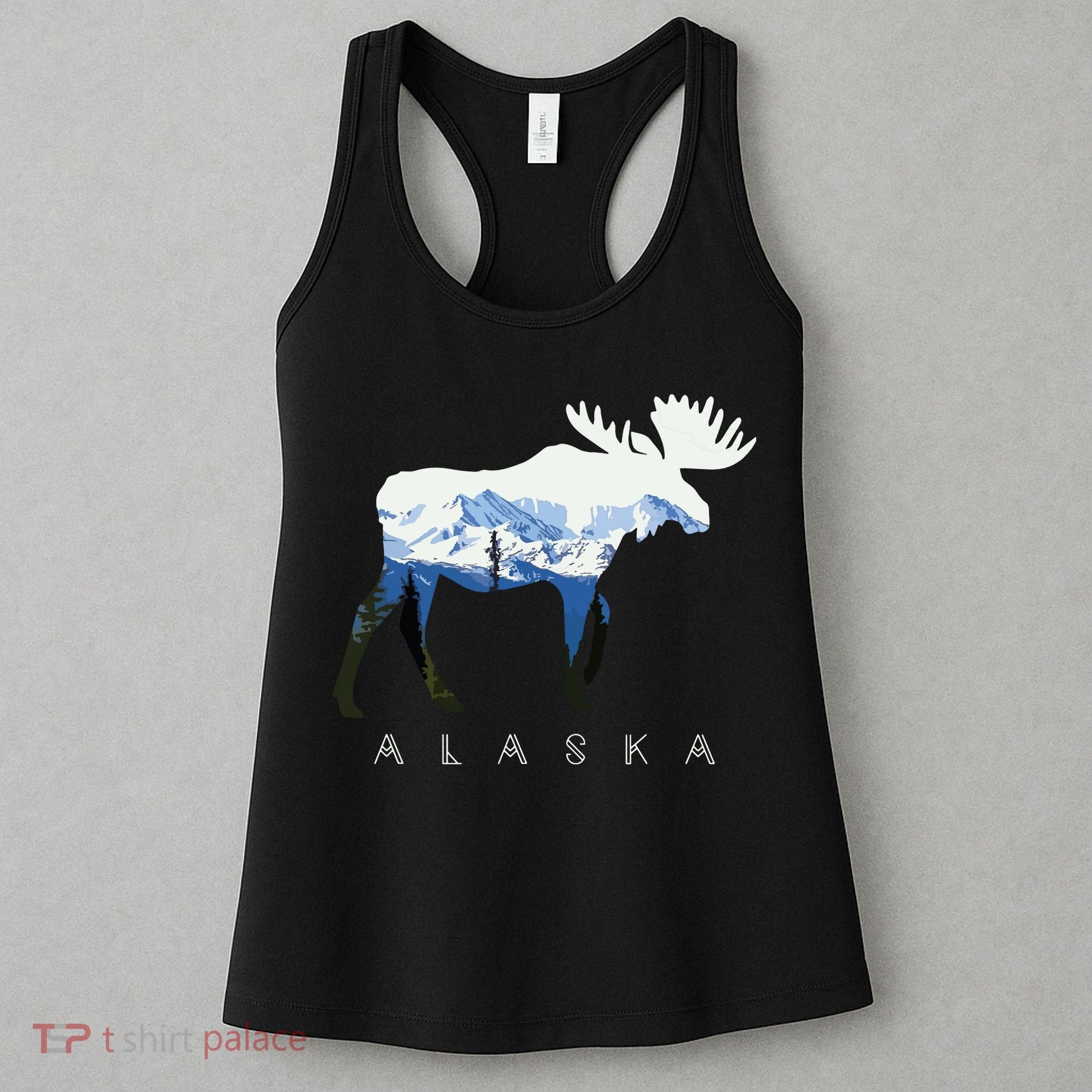 Alaska Day Moose Snowy Mountain Women's Tank Top