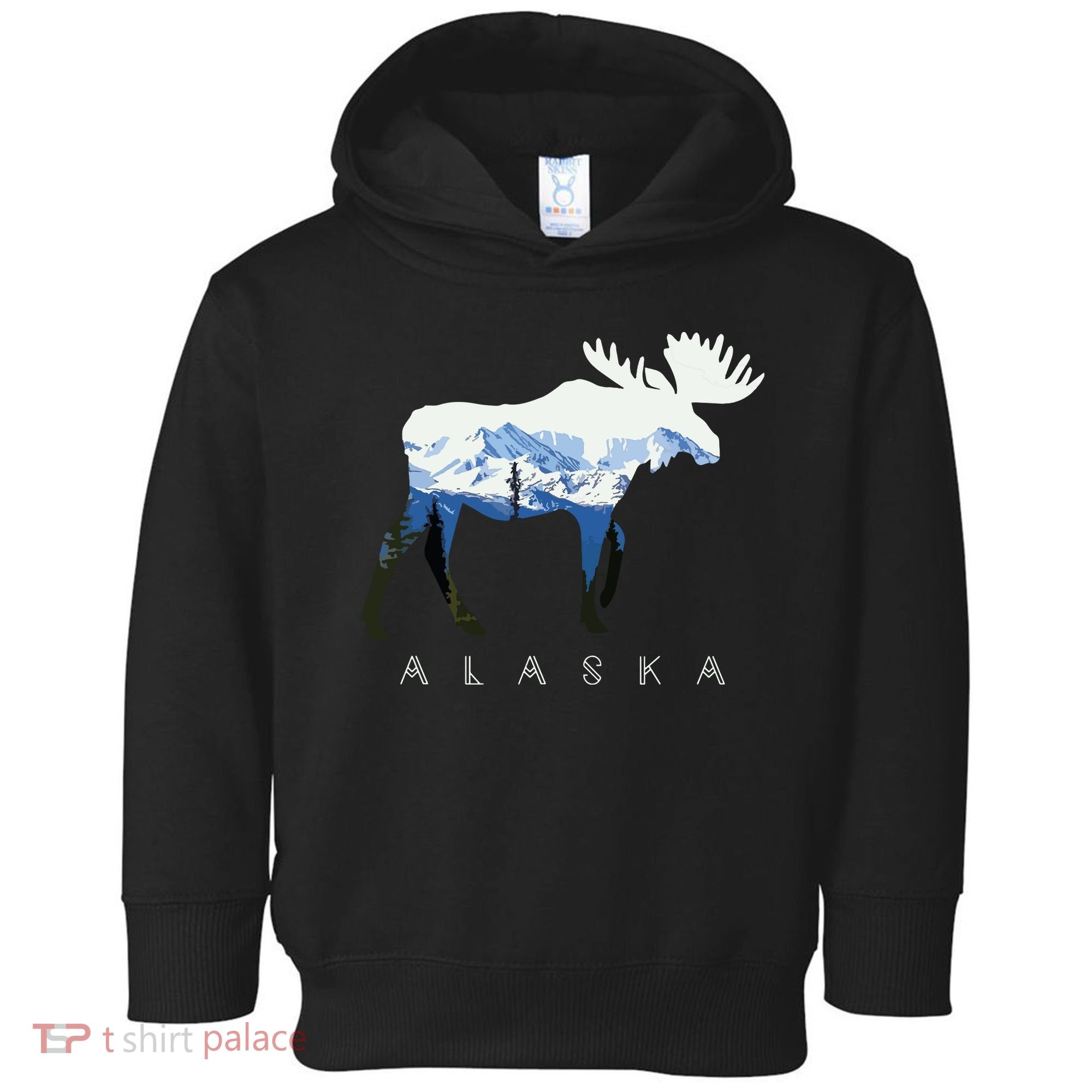 Alaska Day Moose Snowy Mountain Toddler Hoodie