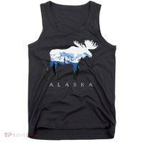 Alaska Day Moose Snowy Mountain Tank Top thumb 0