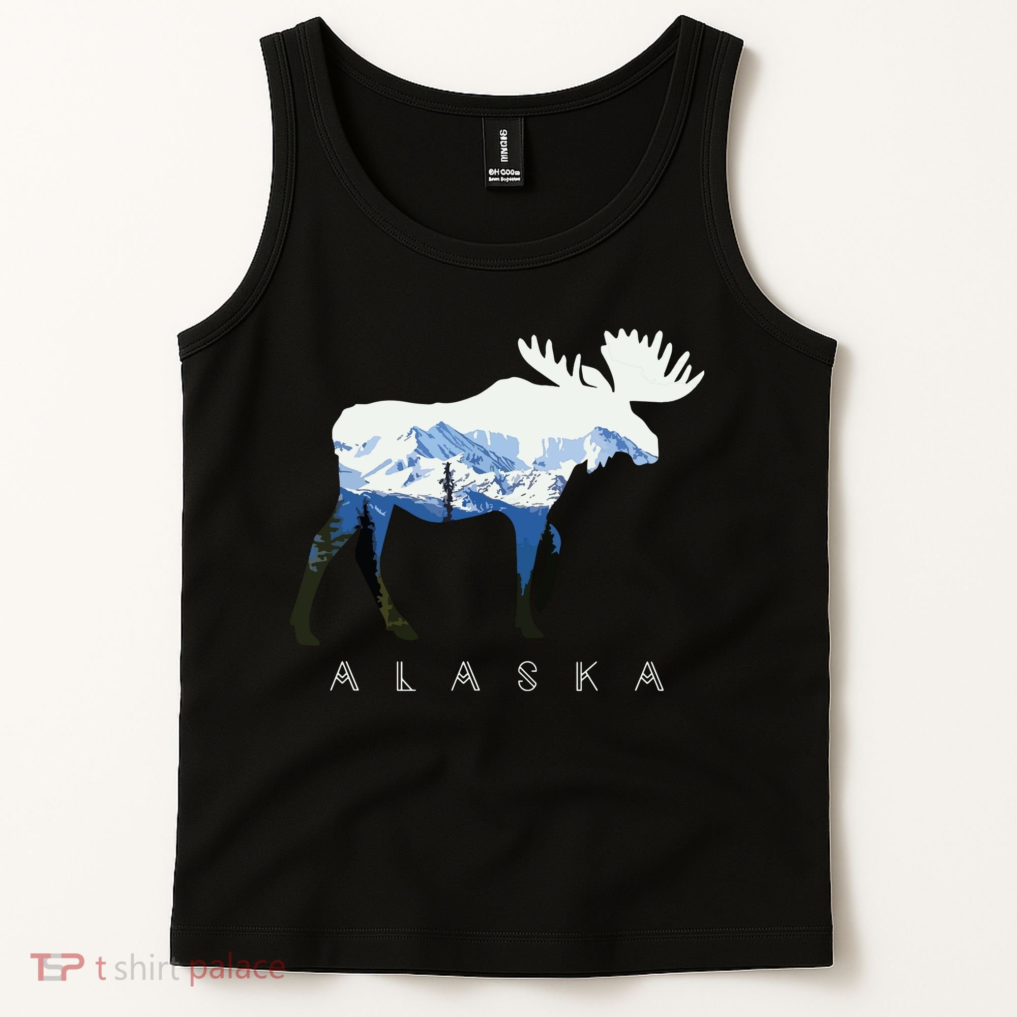 Alaska Day Moose Snowy Mountain Tank Top