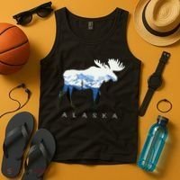 Alaska Day Moose Snowy Mountain Tank Top thumb 4