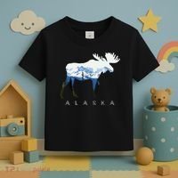 Alaska Day Moose Snowy Mountain Toddler T-Shirt thumb 3