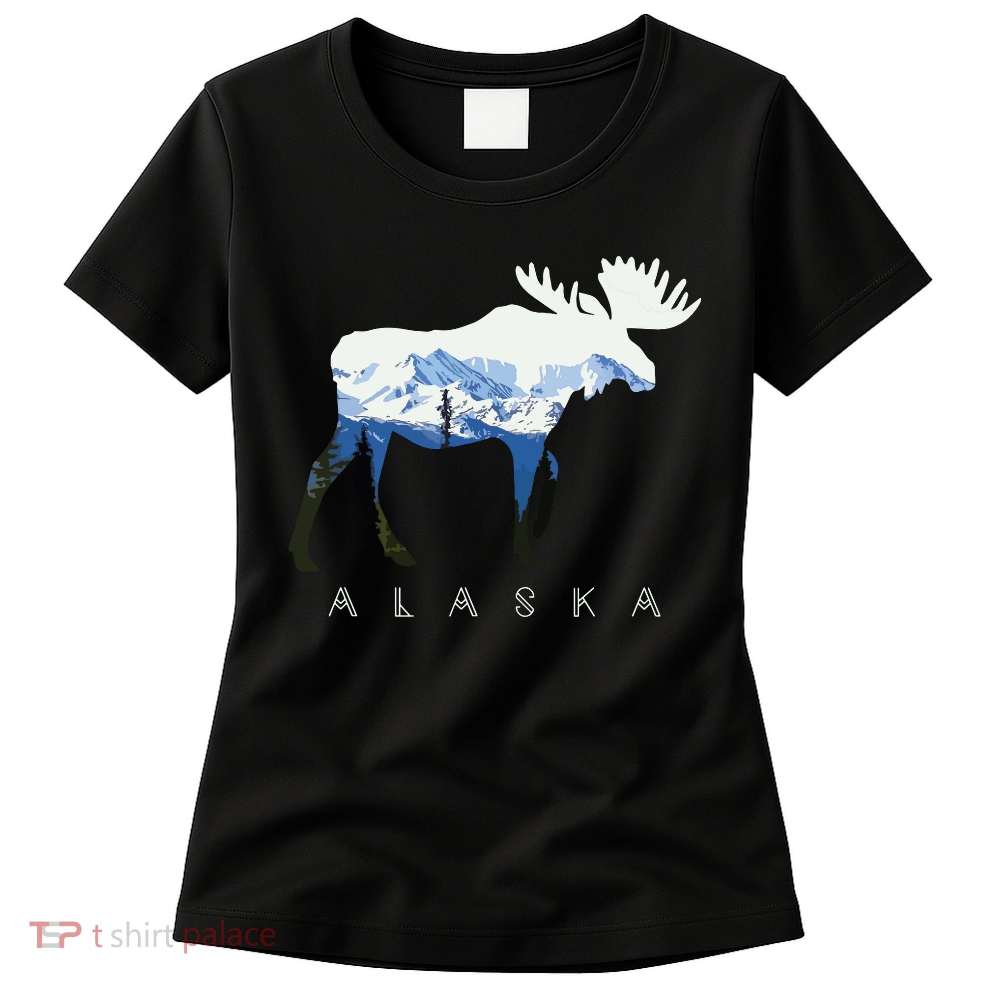 Alaska Day Moose Snowy Mountain Women's T-Shirt
