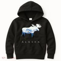Alaska Day Moose Snowy Mountain Kids Hoodie thumb 0