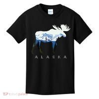 Alaska Day Moose Snowy Mountain Kids T-Shirt thumb 0