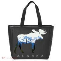 Alaska Day Moose Snowy Mountain Tote Bag thumb 0