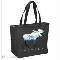 Alaska Day Moose Snowy Mountain Tote Bag thumb 2