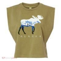 Alaska Day Moose Snowy Mountain Garment-Dyed Women's Muscle Tee thumb 0