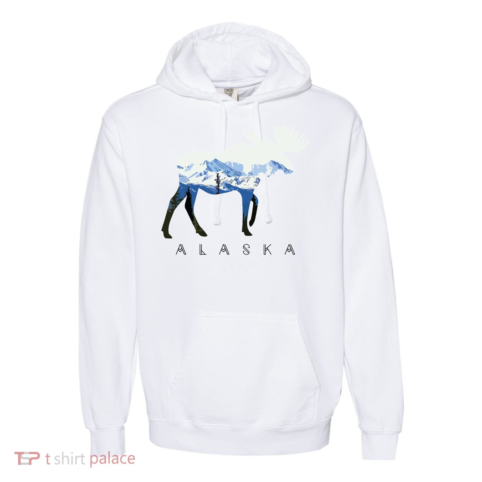 Alaska Day Moose Snowy Mountain Comfort Colors Garment-Dyed Hooded Sweatshirt