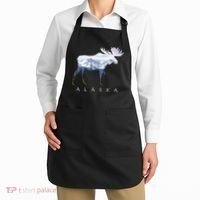Alaska Day Moose Snowy Mountain Cute Gift Alaskan Tourist Gift Apron thumb 2