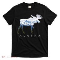 Alaska Day Moose Snowy Mountain Cute Gift Alaskan Tourist Gift T-Shirt thumb 0