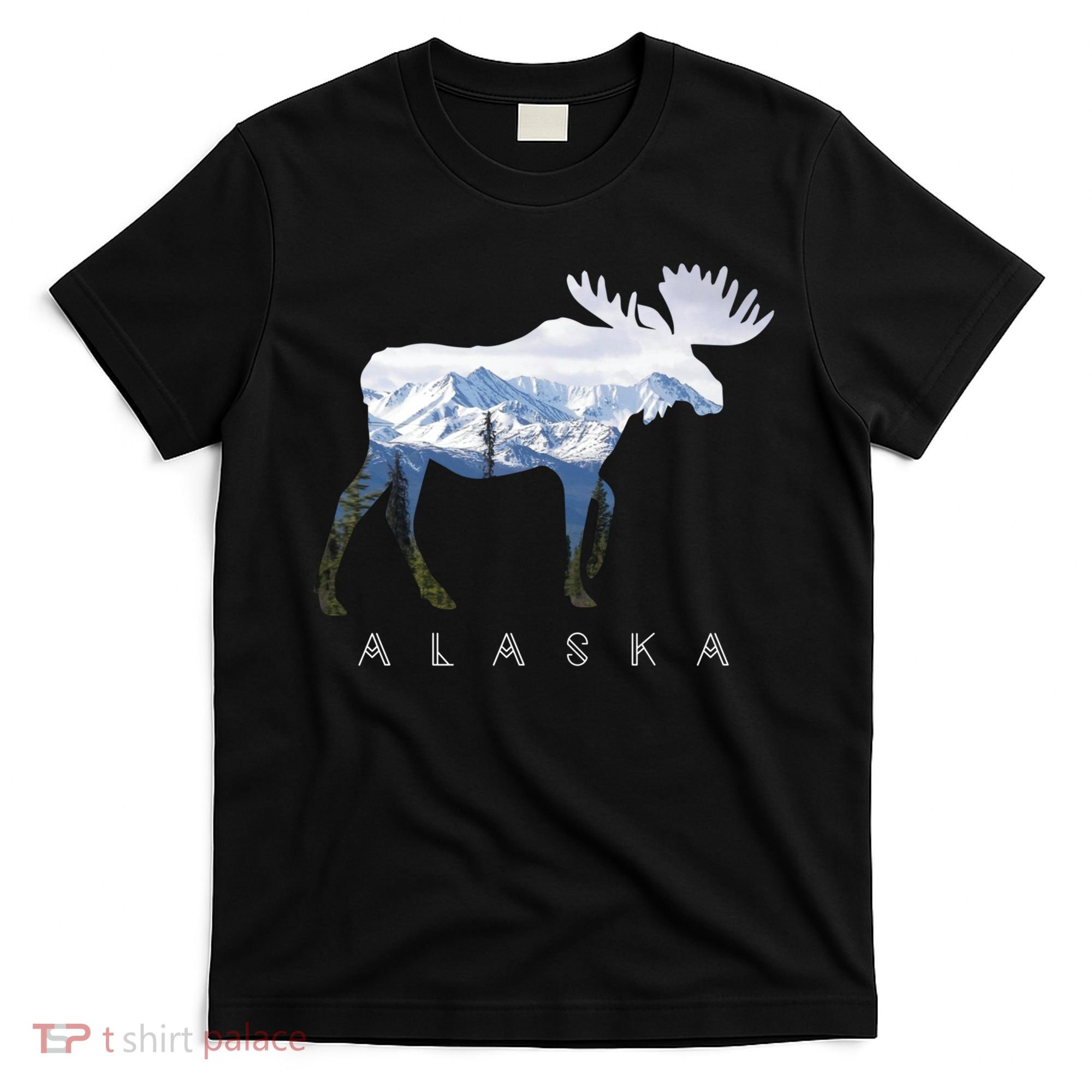 Alaska Day Moose Snowy Mountain Cute Gift Alaskan Tourist Gift T-Shirt