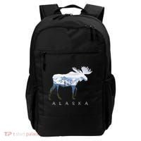 Alaska Day Moose Snowy Mountain Cute Gift Alaskan Tourist Gift Backpack thumb 0
