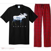 Alaska Day Moose Snowy Mountain Cute Gift Alaskan Tourist Gift Pajama Set thumb 0