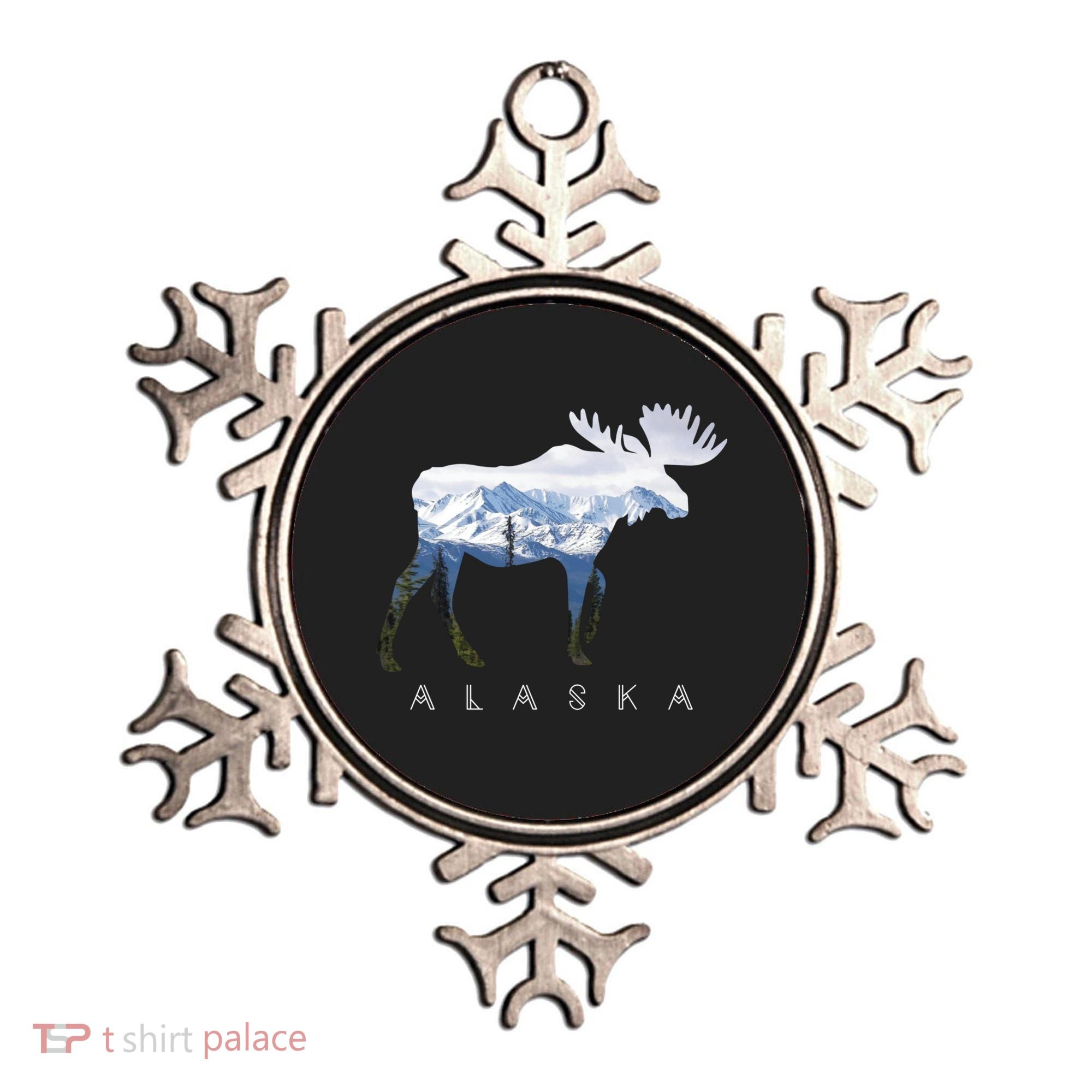 Alaska Day Moose Snowy Mountain Cute Gift Alaskan Tourist Gift Ornament
