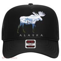 Alaska Day Moose Snowy Mountain Cute Gift Alaskan Tourist Gift Hat thumb 0