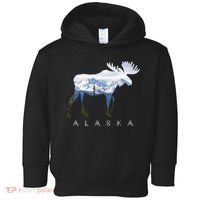 Alaska Day Moose Snowy Mountain Cute Gift Alaskan Tourist Gift Toddler Hoodie thumb 0