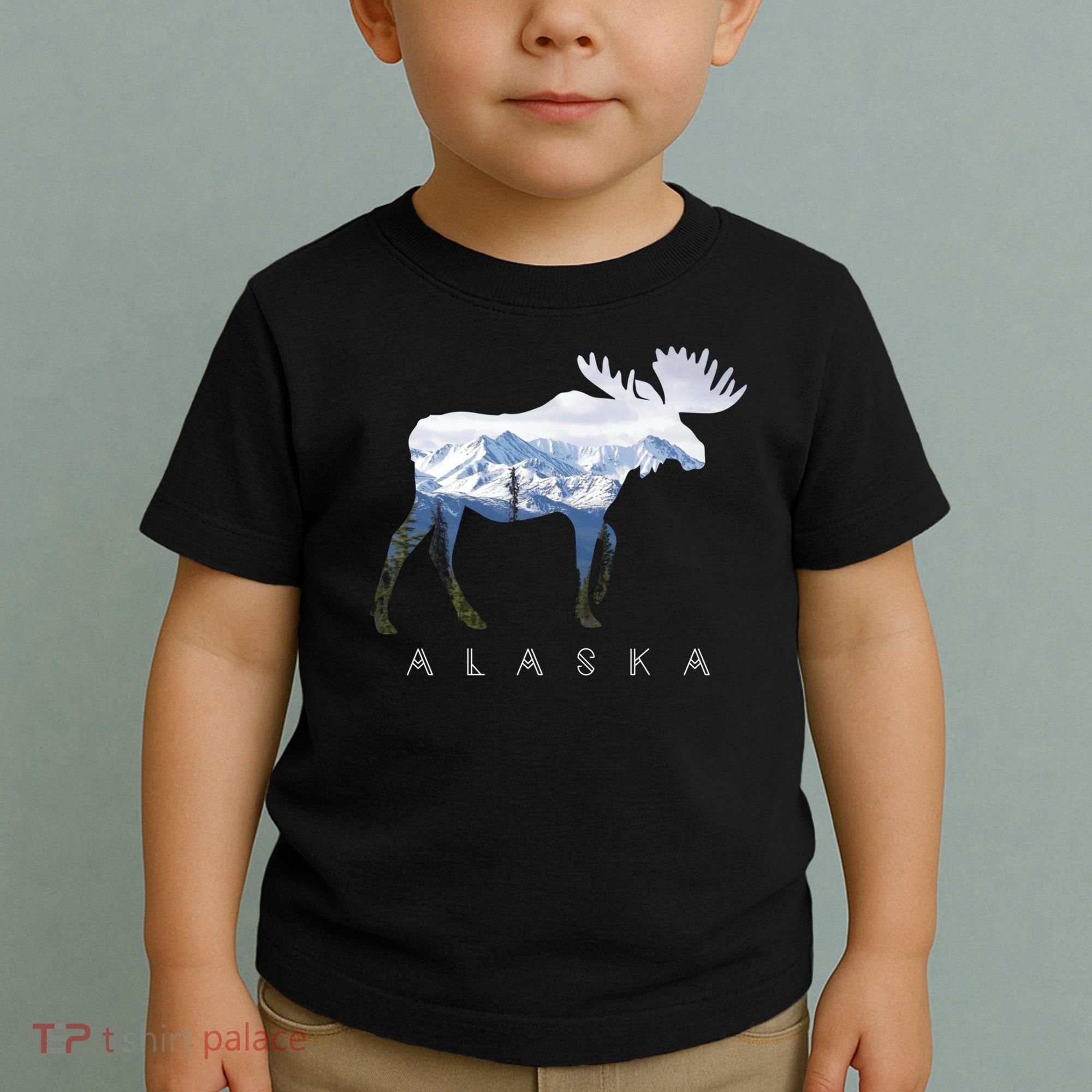 Alaska Day Moose Snowy Mountain Cute Gift Alaskan Tourist Gift Toddler T-Shirt