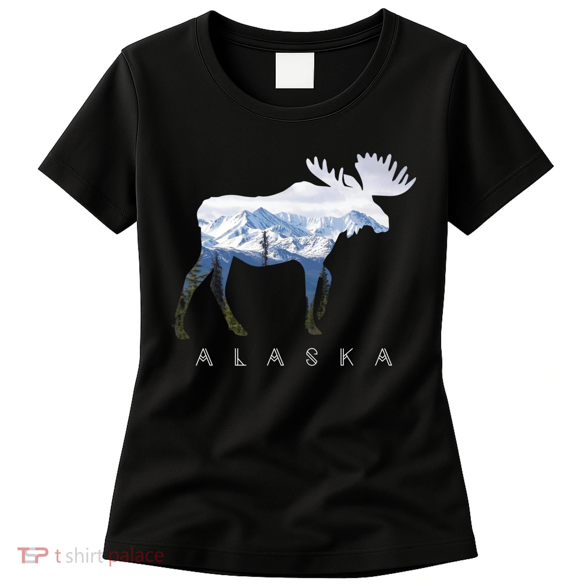 Alaska Day Moose Snowy Mountain Cute Gift Alaskan Tourist Gift Women's T-Shirt