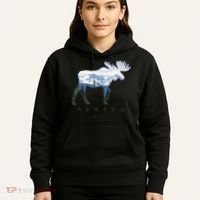 Alaska Day Moose Snowy Mountain Alaskan Tourist Hoodie thumb 5