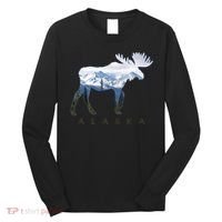 Alaska Day Moose Snowy Mountain Alaskan Tourist Long Sleeve Shirt thumb 0