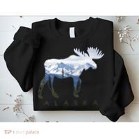 Alaska Day Moose Snowy Mountain Alaskan Tourist Sweatshirt thumb 2