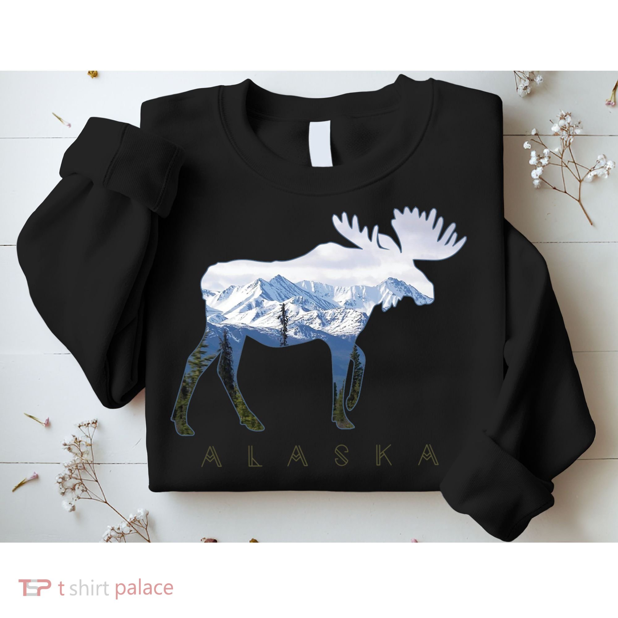 Alaska Day Moose Snowy Mountain Alaskan Tourist Sweatshirt