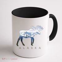 Alaska Day Moose Snowy Mountain Alaskan Tourist Coffee Mug thumb 1