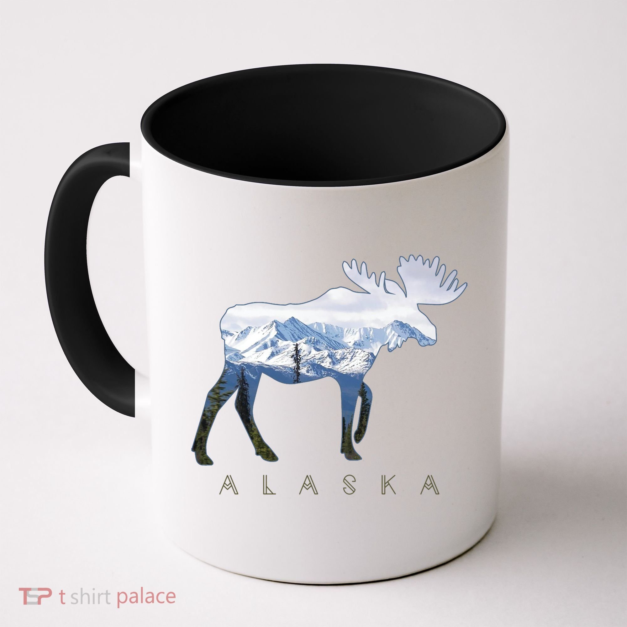 Alaska Day Moose Snowy Mountain Alaskan Tourist Coffee Mug