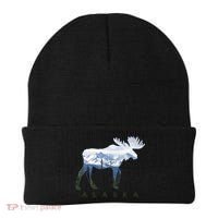 Alaska Day Moose Snowy Mountain Alaskan Tourist Beanie thumb 0