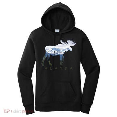 Alaska Day Moose Snowy Mountain Alaskan Tourist Women's Hoodie