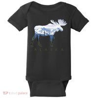Alaska Day Moose Snowy Mountain Alaskan Tourist Baby Bodysuit thumb 0